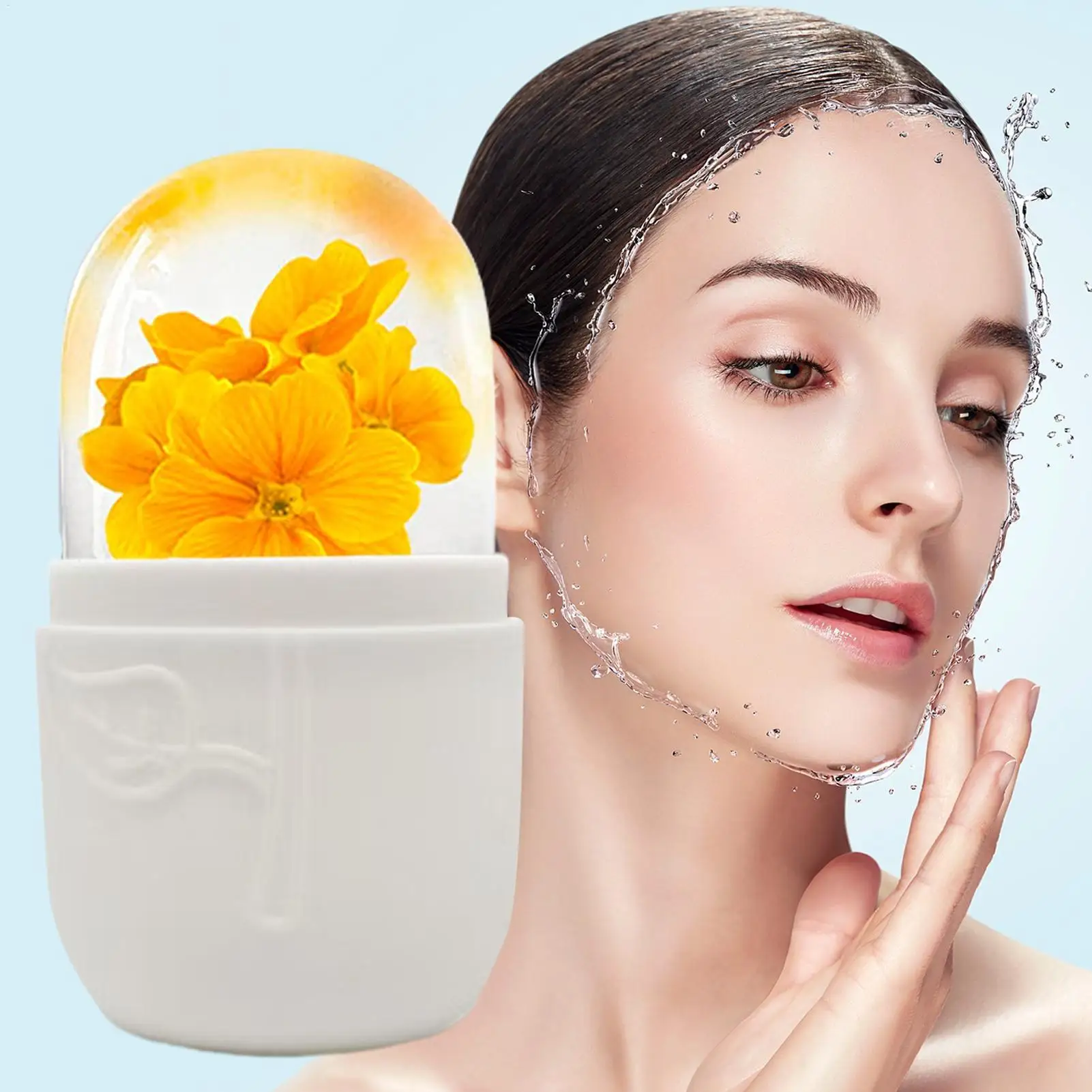 アイスローラー顔顔なだめるコールドマッサージャー引き締めリラクゼーション顔アイスローラーシリコーンアイスキューブ型旅行美容