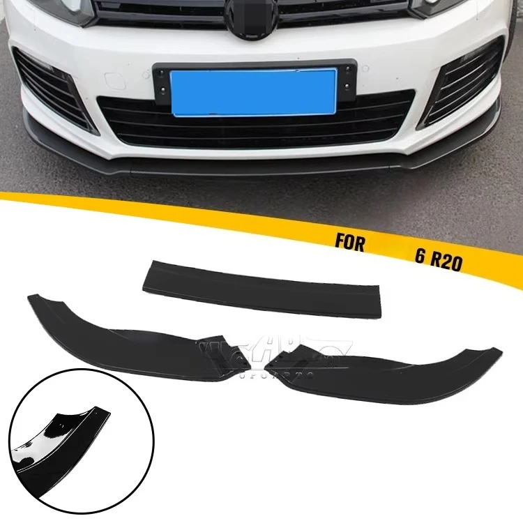 

Factory Wholesale High Quality ABS Carbon Fiber Look Front Splitter 3PCS Front Bumper Lip for Golf 6 MK6 R20