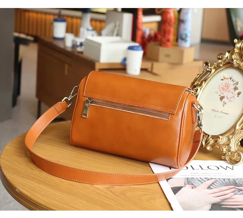 Versatile Genuine Leather Shoulder Bag for Women Crossbody Bag New Plant Tanned Head Layer Cowhide Casual Messenger Bag