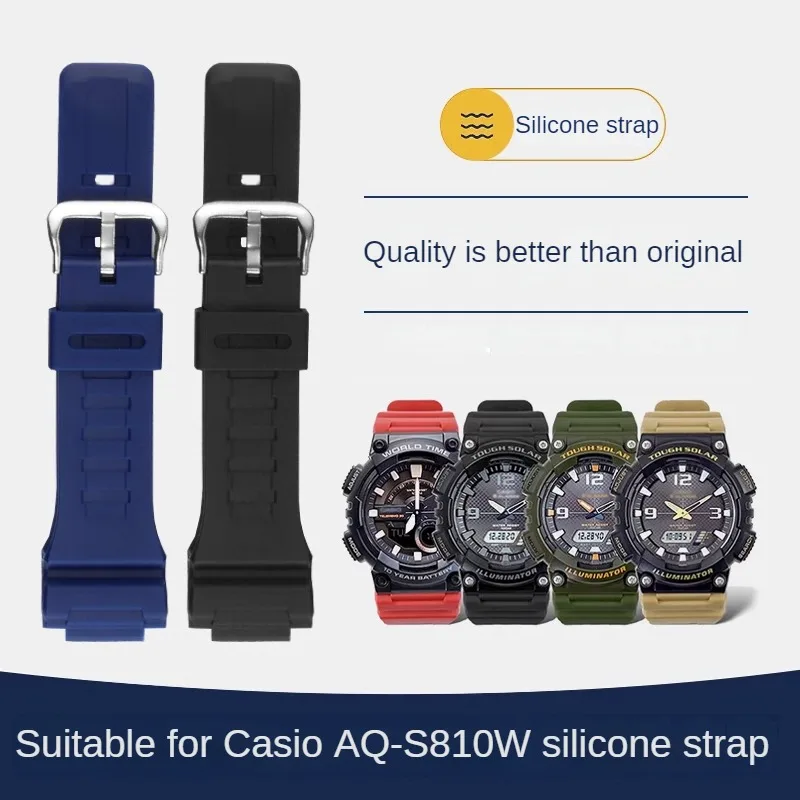 

Waterproof Silicone Watch Strap With Substitute AQ-S810/800W/AEQ-110/100 Series Convex interface Rubber Watchband With 18mm.