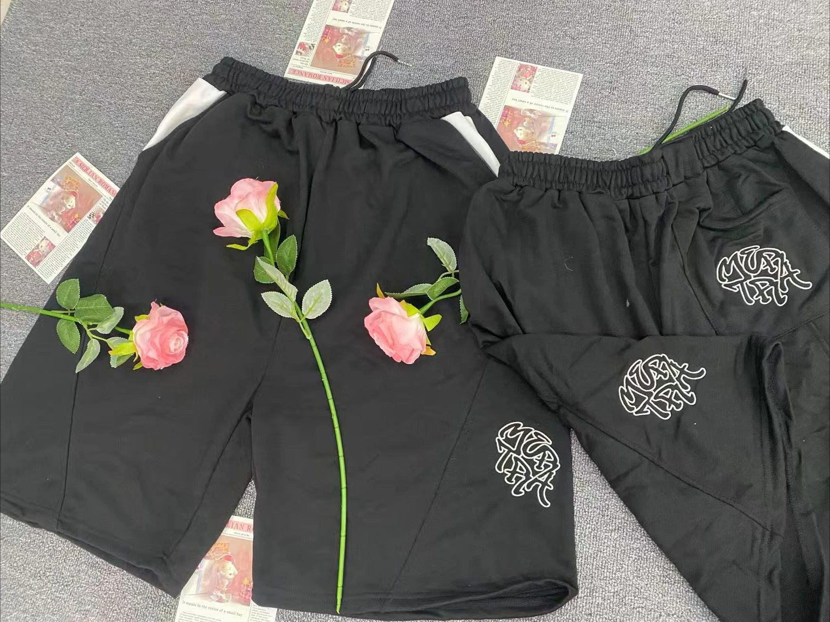 Embroidered retro sports and casual shorts Mertra graphics simple patchwork shorts y2k retro track shorts streetwear