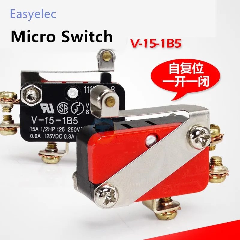 Mini Micro interruptor limitado interruptor momentáneo 1NO 1NC V-15-1B5 220V