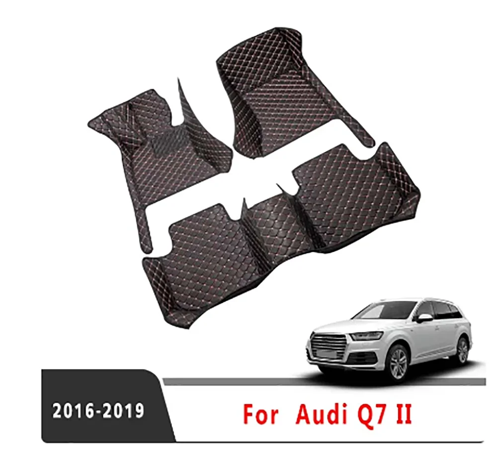 

Для Audi Q7 II 2019 2018 2017 (5 местный) Интерьерные кожаные аксессуары для автостайлинга водонепроницаемые подставки для ног части автомобильные коврики