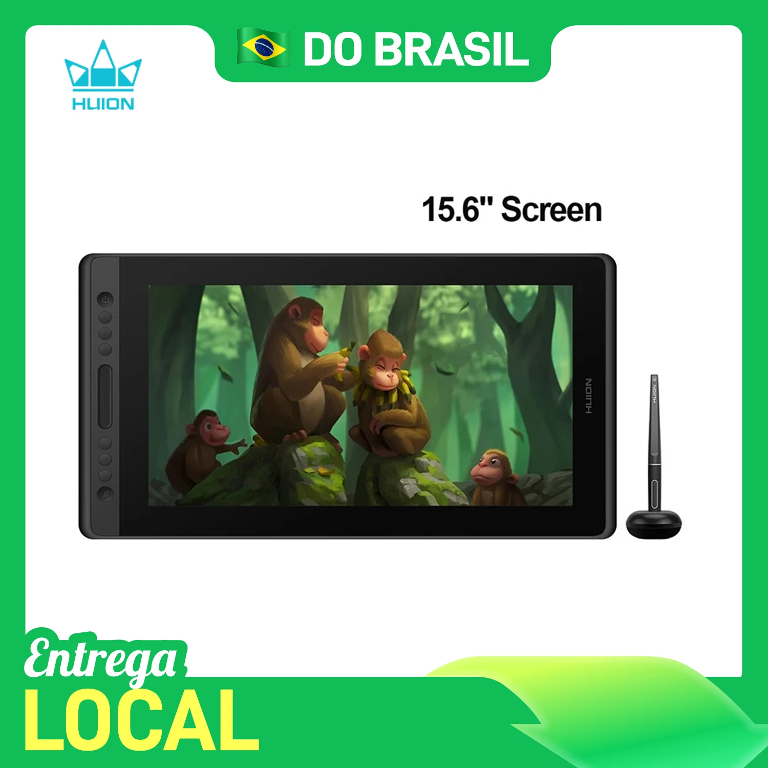 HUION Kamvas Pro 16 mesa digitalizadora gráfico de 120%sRGB 15,6 polegadas Monitor de caneta de desenho de 8192 níveis Função de inclinação Teclas de atalho Stylus Suporte de teclas de atalho Mac, Windows,Linux