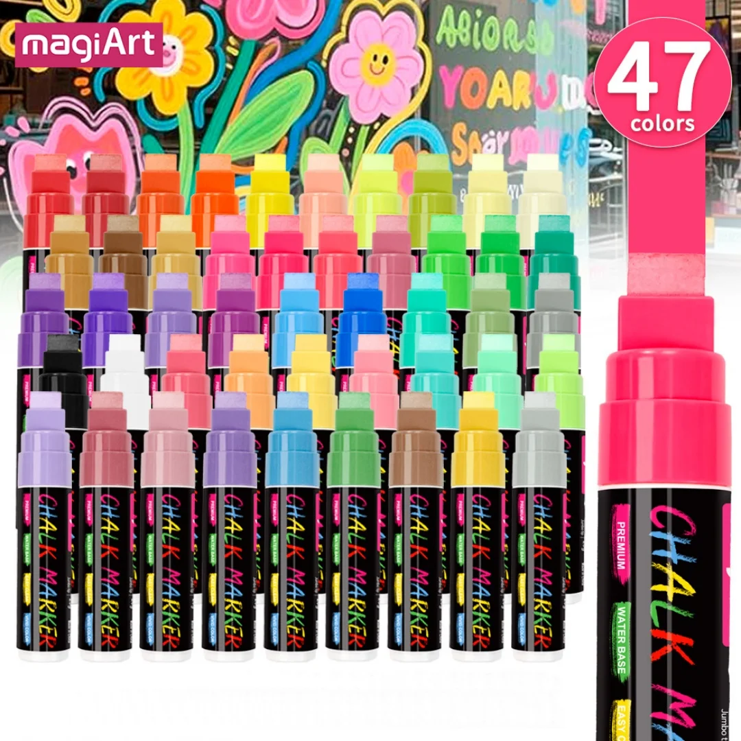 8-Color Liquid Chalk Markers 15mm Large Tip for Blackboard Glass Window Restaurant Menus Painting Home Decor