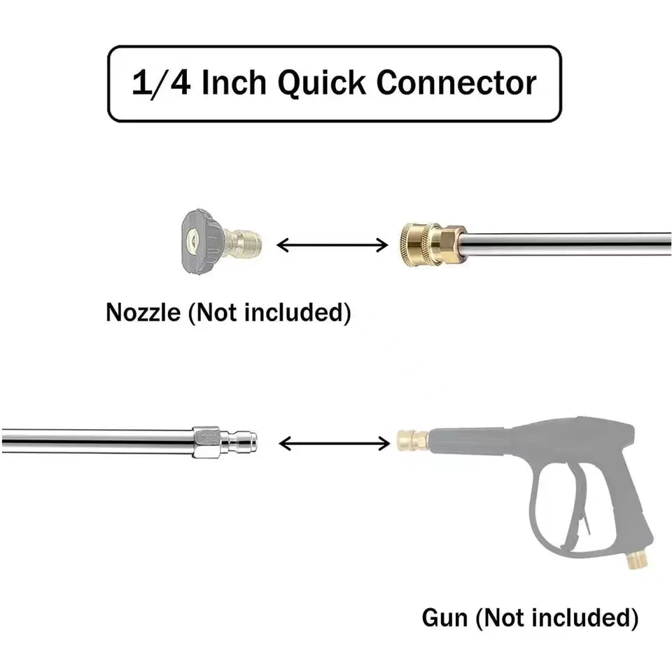 Ensemble de lanières à tige d'extension pour nettoyeur haute pression, pistolet de pulvérisation 4000PSI avec connexion rapide pour un nettoyage efficace