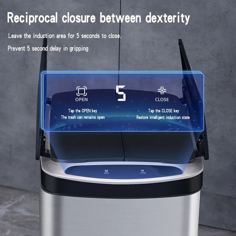 20L/30L Intelligent inductive trash can creative narrow stainless steel electric living room kitchen bedroom trash garbage bin