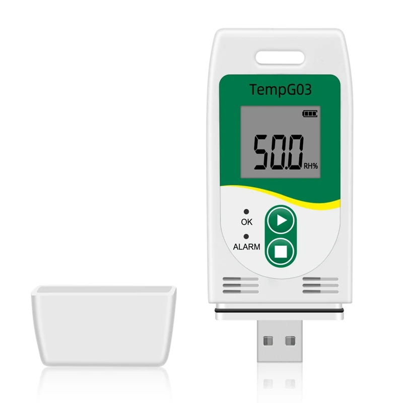 Tempg03 Registrador de datos de temperatura y humedad USB Registrador de datos de temperatura reutilizable Medidor de grabación de humedad con capacidad de 32,000