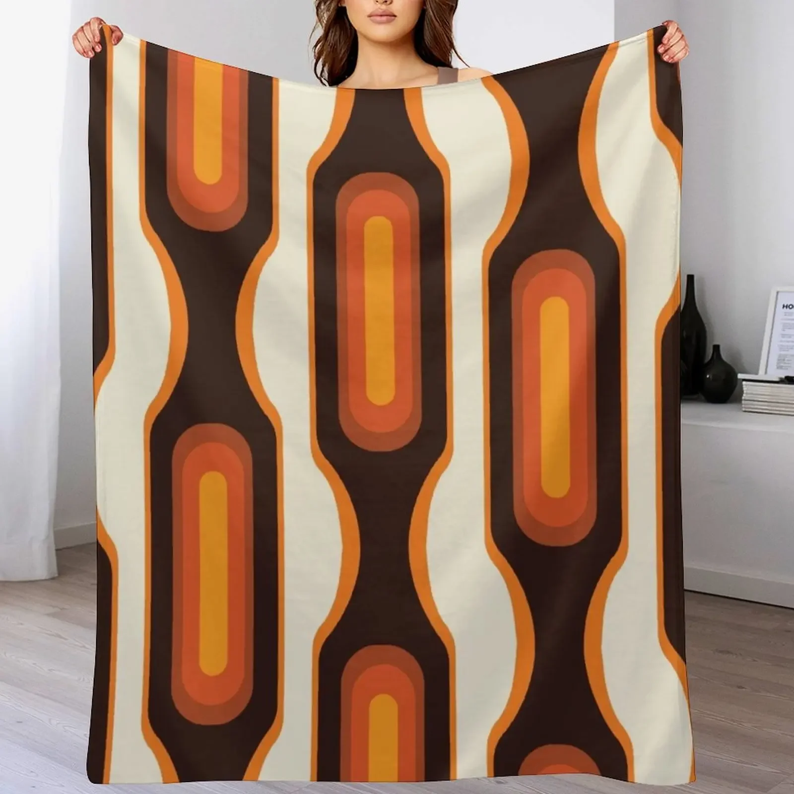 

Capsules Large 1970s Orange Meets Mid Century Modern Throw Blanket Beach for babies cosplay anime Blankets For Baby Blankets