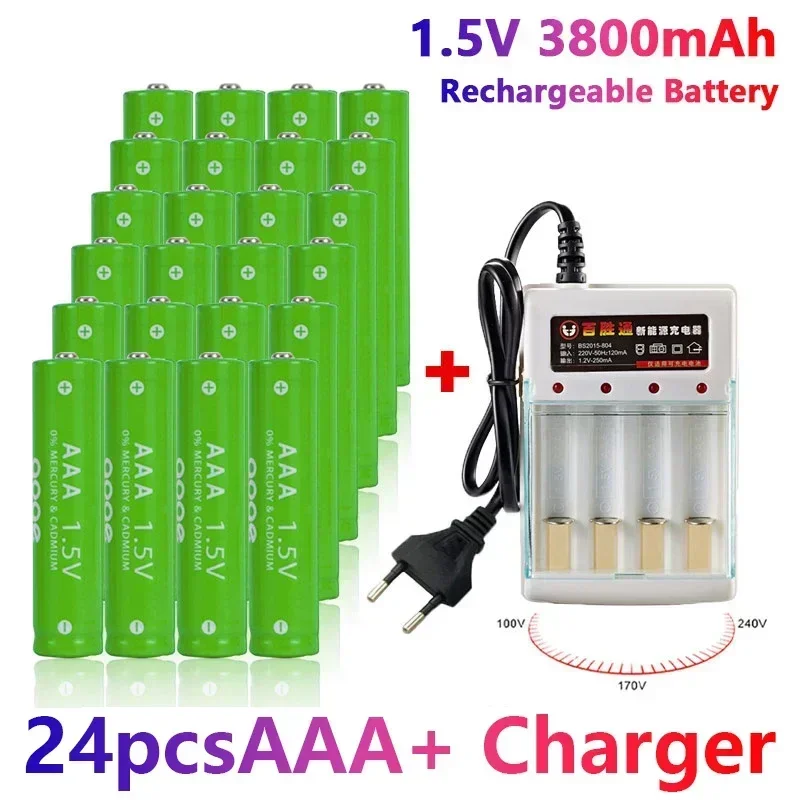 Schnell ladung 3800mah 1,5 V alkalisch aaa wiederauf ladbarer Akku zur Fernbedienung Spielzeug batterie Rauchmelder mit Ladegerät Batterie aaa