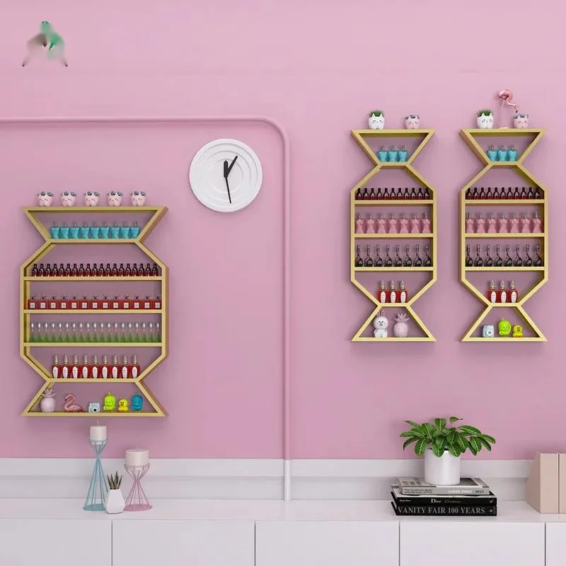 Finger Nail Polish Shelf Wall-Mounted Manicure Display Rack Internet Celebrity Nail Polish Glue Holder Nail Salon Wall Shelf