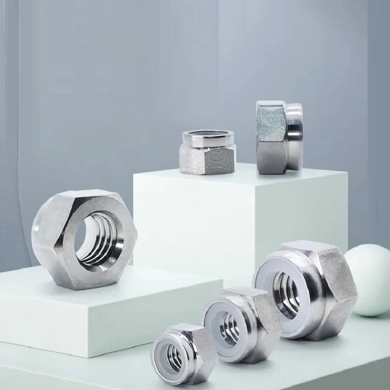 TC4/Gr5 Titanium Alloy Lock Nut, Non-Slip Hex Loose Nut, Nylon Tape, M2/M2.5/M3/M4/M5/M6/M8/M10