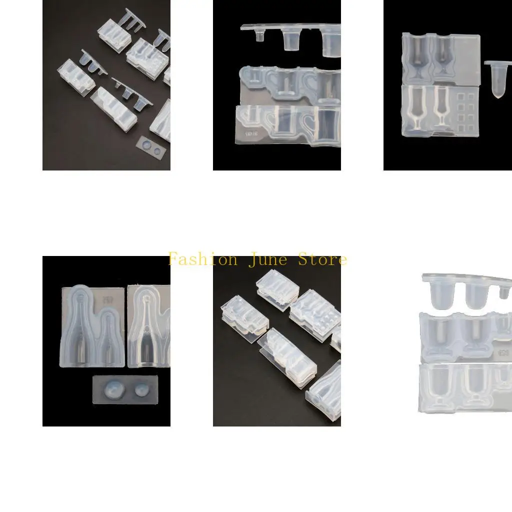 N5KA 1 Set Mini Milk Bottle Goblet Cup Silicone Mold Epoxy Resin Molds Jewelry Tools Dried Flower Resin Decorative Craft