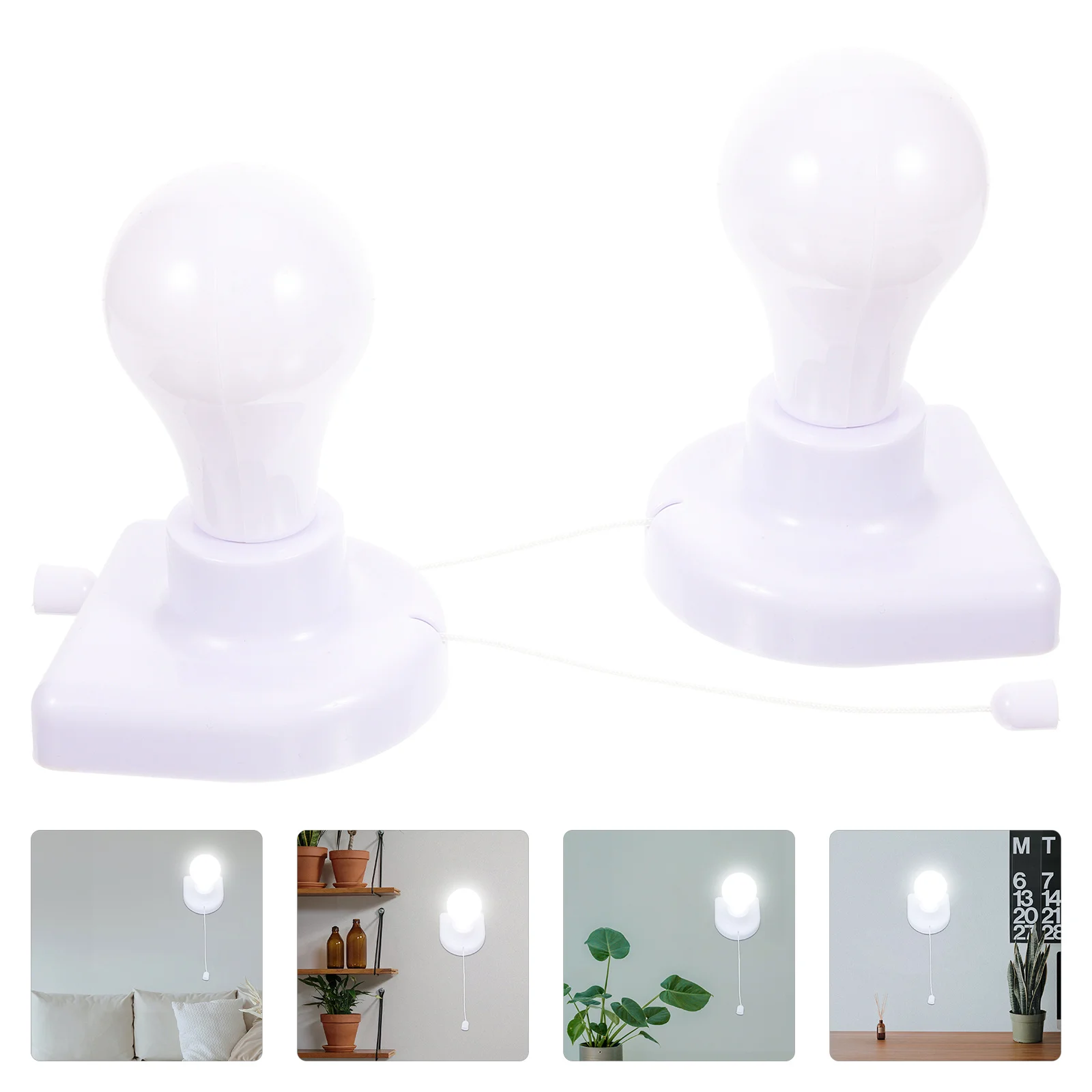 2Pcs LED Light Night Light Wall Switch Pull Rope Premium Plastic Material Energy Saving Eco-Friendly for Bedroom