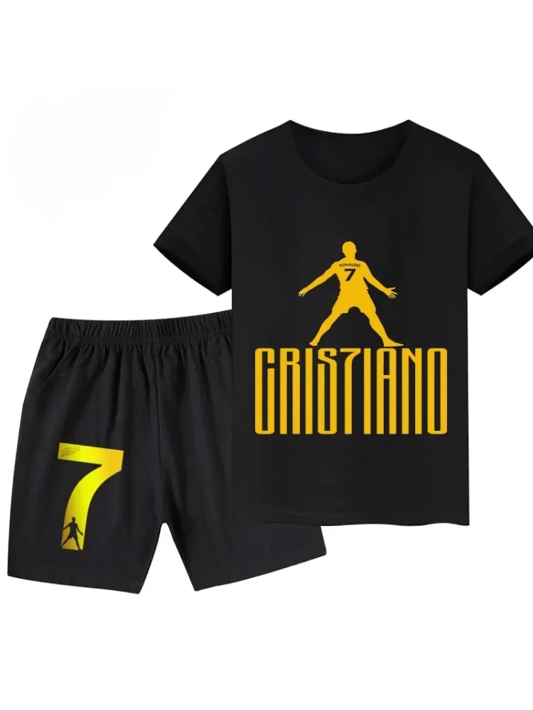 Été Ronaldo imprimé enfants ensemble à manches courtes Shorts costume sport enfant T-shirt 2 pièces ensemble rue mode garçons bébé vêtements