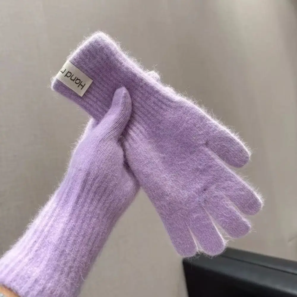 Breathable Warm Flannel Gloves Touch-screen Cold-proof Long Rabbit Fur Gloves Comfortable Candy Colored Driving Gloves Outdoor