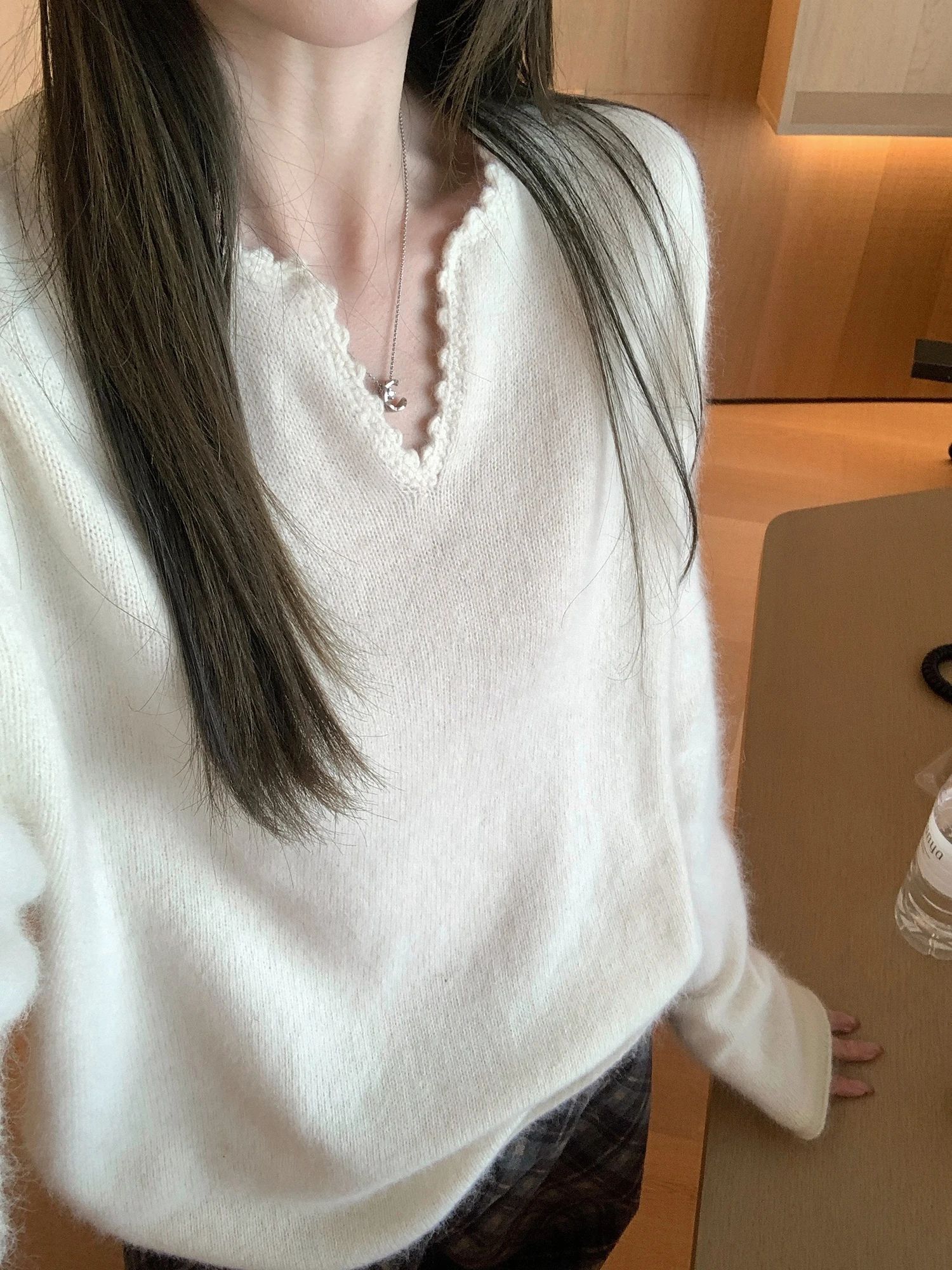 

Теплый шерстяной вязаный свитер с цветочным узором на крючках, свободный длинный свитер на голову для женщин, осень-зима