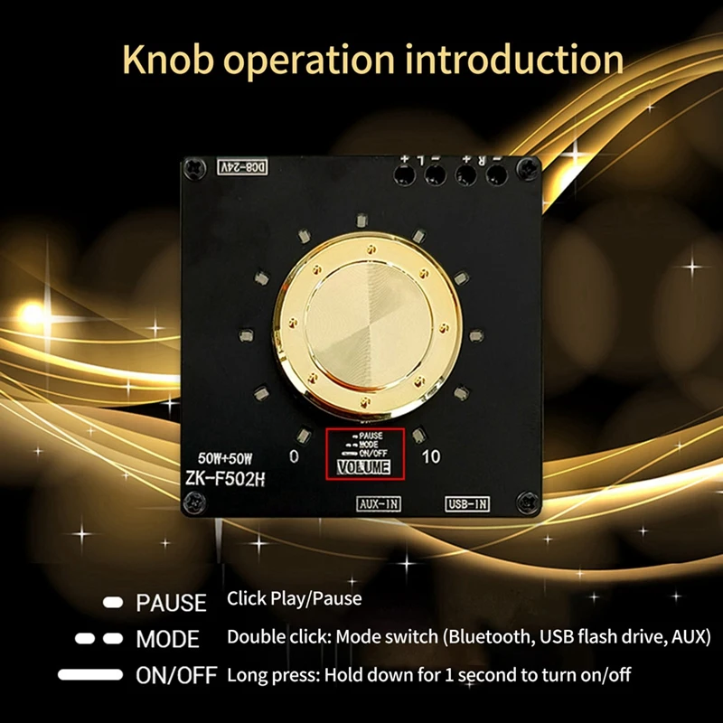 With Short Circuit Protection ZK-F502H 5.1 50W 2.0Channel Amplifier Board  For Sound Box