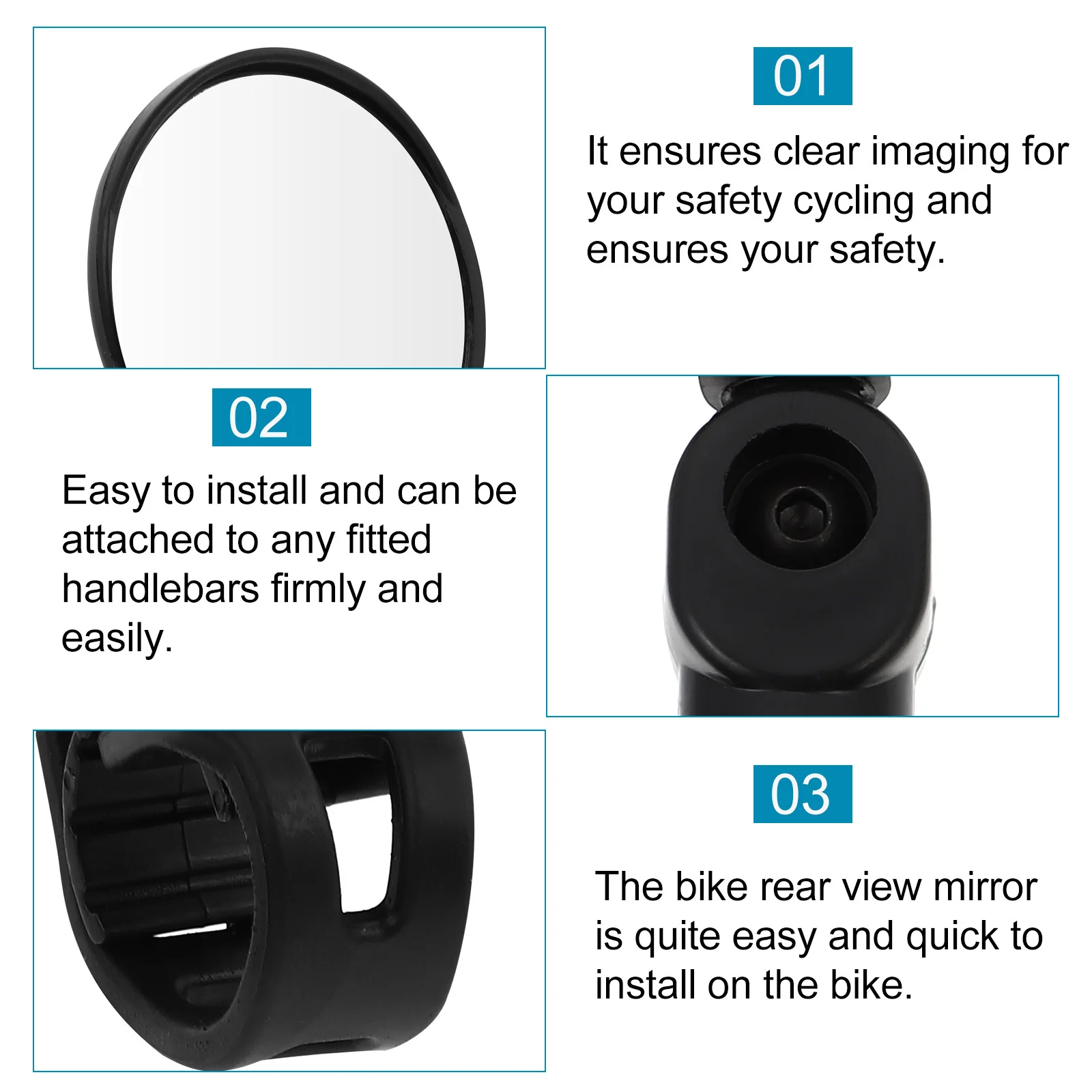 

2Pcs Cycling Bike Rear View Mirrors Clear Handlebar Mirror Safe Equipment Universal Fit for Mtb Road Folding Bikes