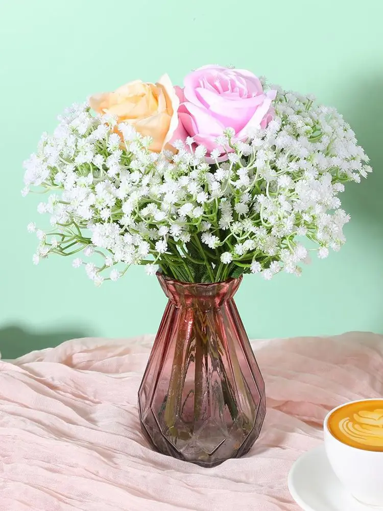 20/50 Stück Künstliche Plastikblumen Gypsophila für Außenbereich Garten Hof Haus Vase Tisch Hochzeit Brautstrauß DIY Geschenk Zubehör – Detail 3