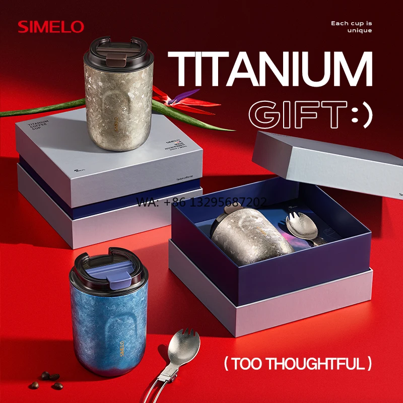 

SIMELO 380 мл кофейная чашка из чистого титана, подарочная коробка, упаковка, внутренняя и внешняя кофейная чашка с изоляцией из чистого титана, термос, кружка