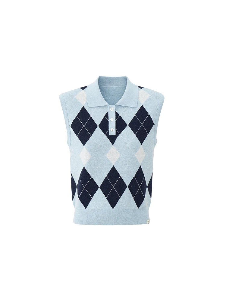 LaluneDuCiel Lässige Strickweste für Damen, Kragen-ID-Muster, Freizeit, vielseitiges Oberteil, Polyesterfaser, normale Passform, Sommer-Se...