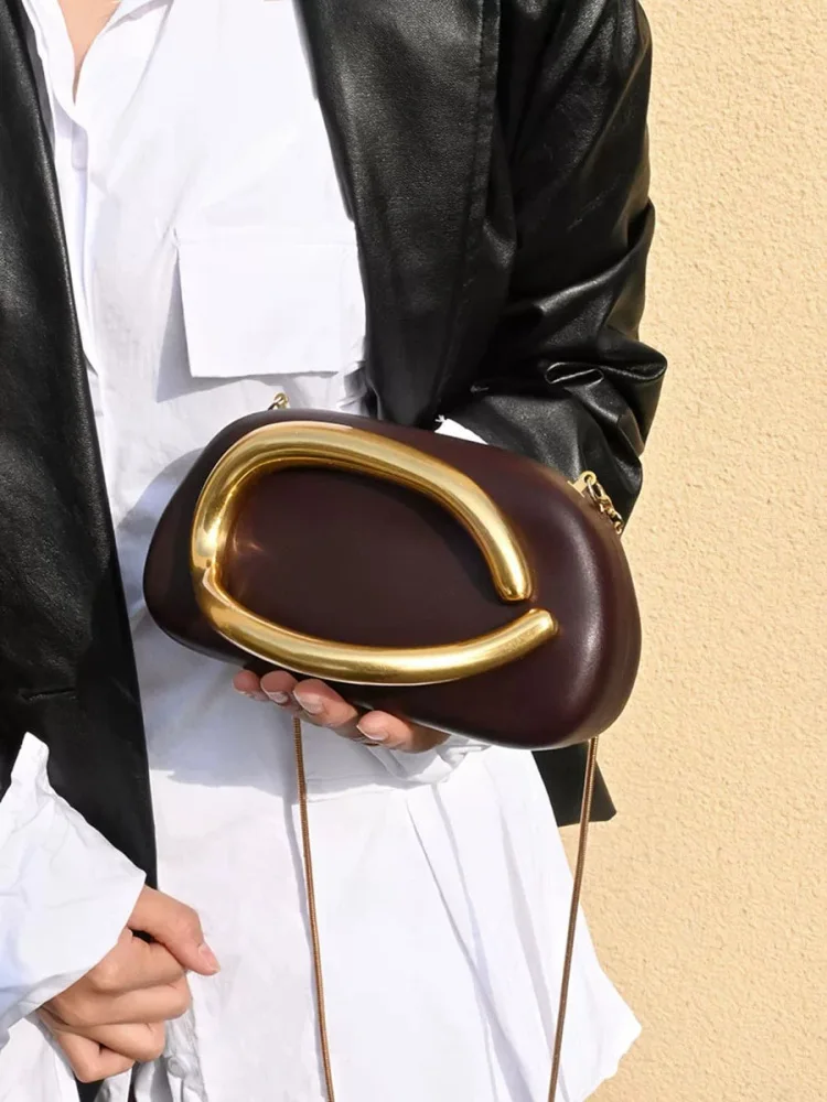 Retro Metal Handle Phone Lipstick Crossbody Bag Single Shoulder Slant Bag Spring 2025 Elegance Hand Bag Acrylic  Shape