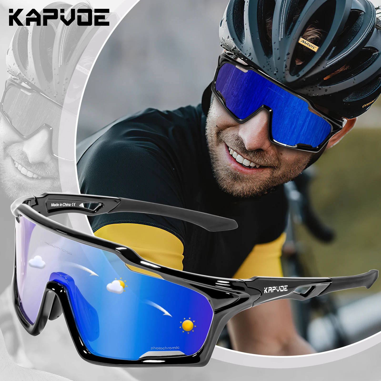 

New Red Blue Photochromic Cycling Sunglasses for Men Outdoor Sports Hiking Driving Women Glasses UV400 Mountain Bike Goggles