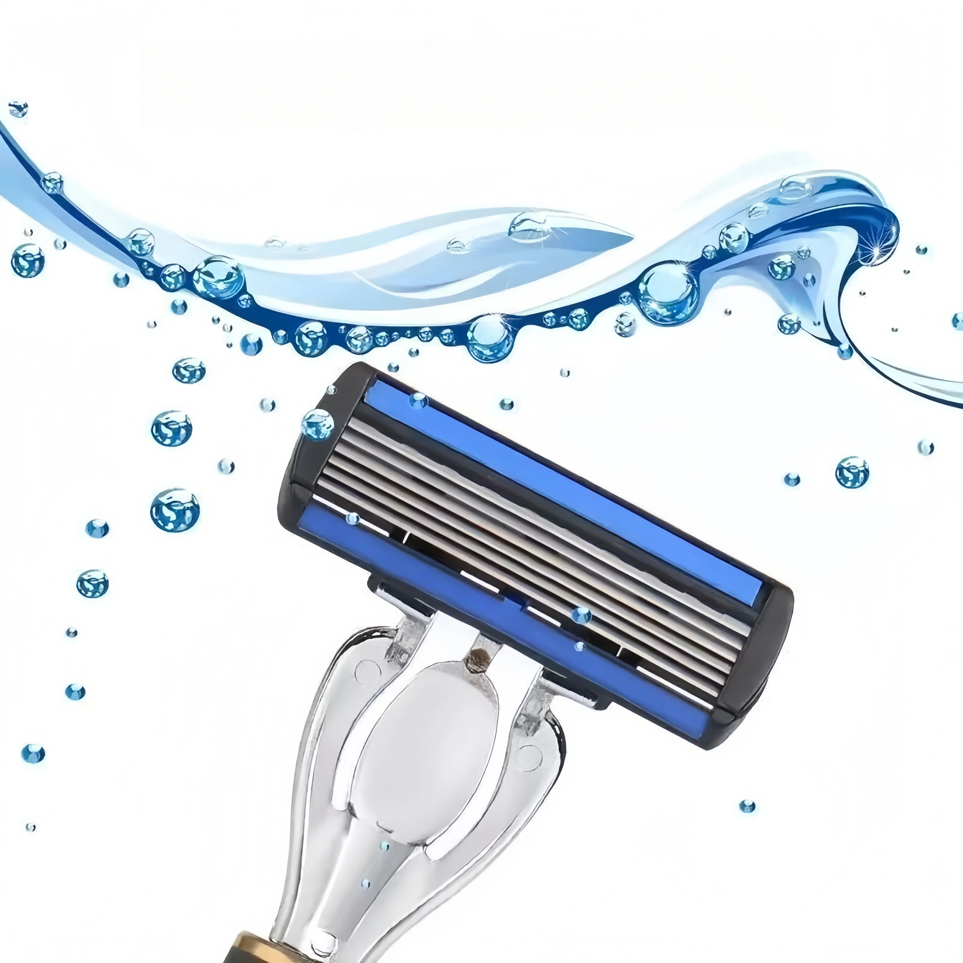 ماكينة حلاقة يدوية آمنة للرجال والنساء مع شفرات من الفولاذ المقاوم للصدأ مكونة من 6 طبقات لإزالة الشعر، تتميز برؤوس حلاقة قابلة للاستبدال #4