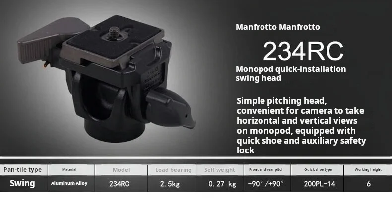 Vauxhall-Monopode Tler Manfrotto, Installation rapide, Balançoire simple, saupoudrer léger, Ruby, Peut tirer interactif et Hori, 322RC2, 234RC