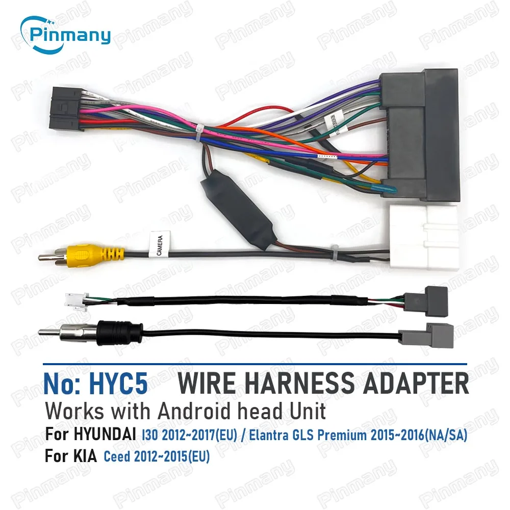 Image of HYC5 Autoradio-Kabel Audio-Stromkabel-Adapter mit Rückfahrkamera-CVBS-Eingang für KIA Ceed, Hyundai I30 Elantra GLS