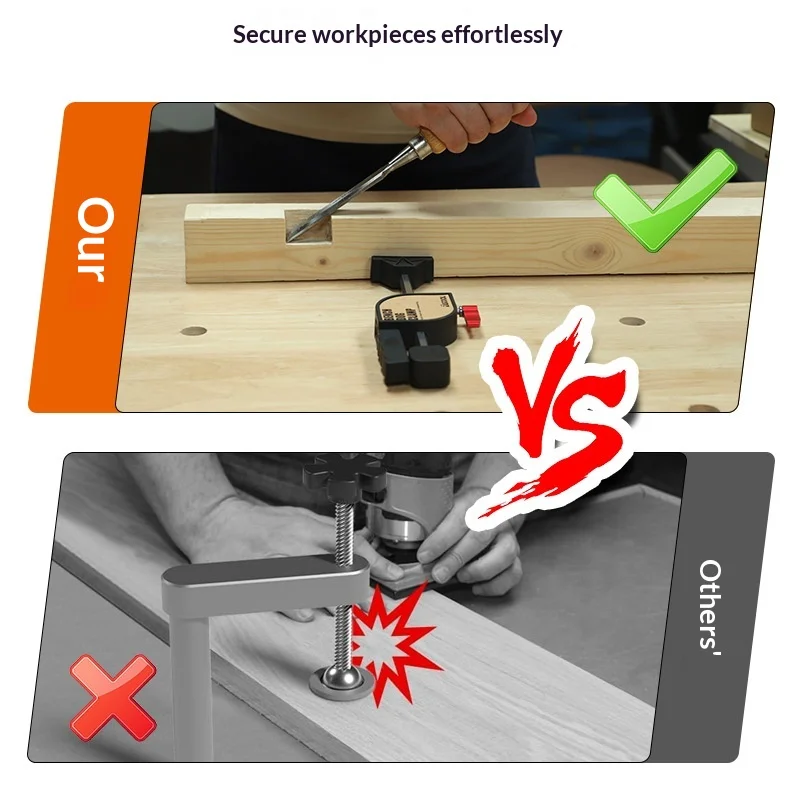 Woodworking Table Fixing Clamp Set Quick Desktop Clamp Worktable Auxiliary Holder with 19mm Tenon