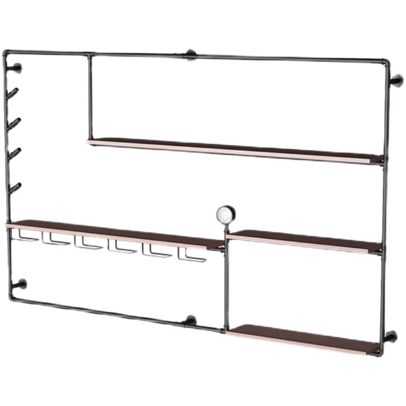 Industrial wind wrought iron water pipe wall hanging shelf simple decoration baffle wine shelf bookshelf restaurant