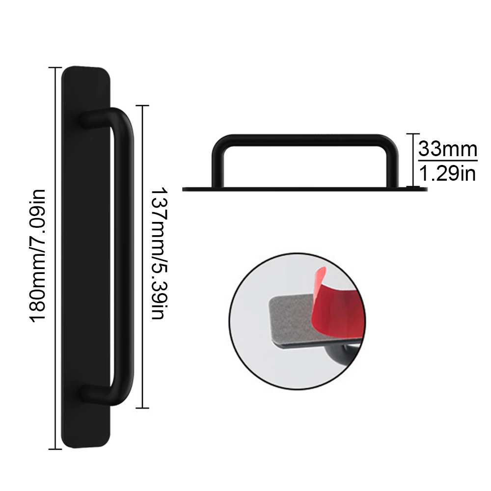 1PC 180mm Aluminum Non-perforated Solid Door Handle Punch free anti-theft Sliding door Push Pull Handle for Cabinet Closet Drawe