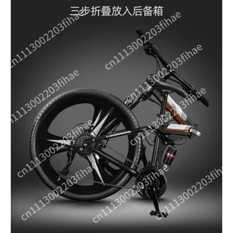 Folding Mountain Bike, Men's Portable Off-Road Shock Absorption Road Variable Speed Bike Teen Student Adult