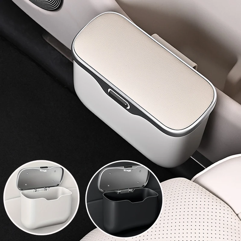 

Multifunctional Car Trash Can with Lid Button, Hanging Storage Bin for Wet and Dry Use, Auto Interior Accessories, Organizer Box