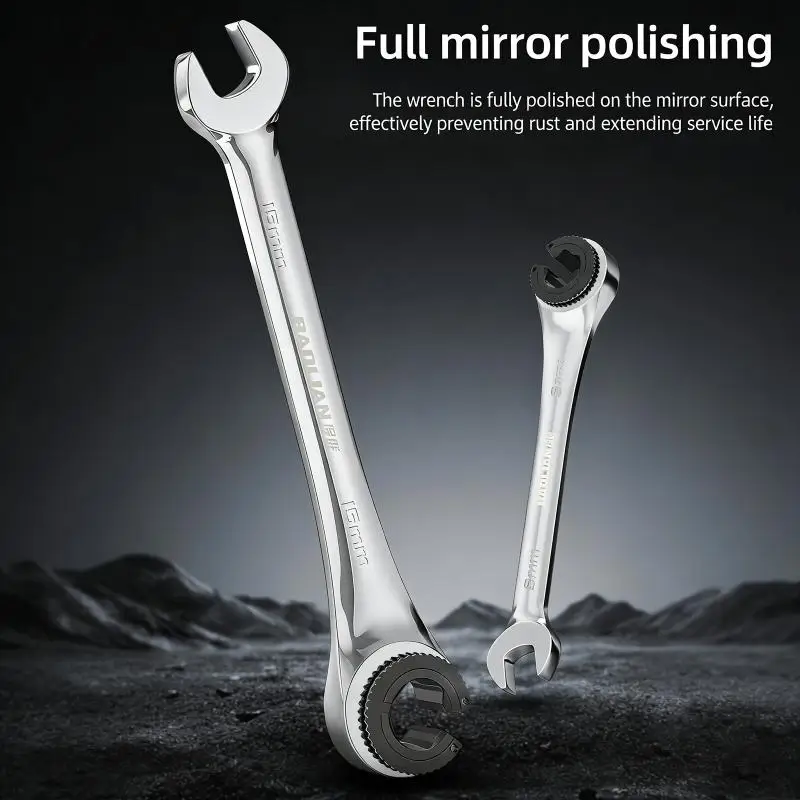 652F Rustproof Ratcheting Oil Line Wrench 8-19mm For Quick Brake Line Adjustments
