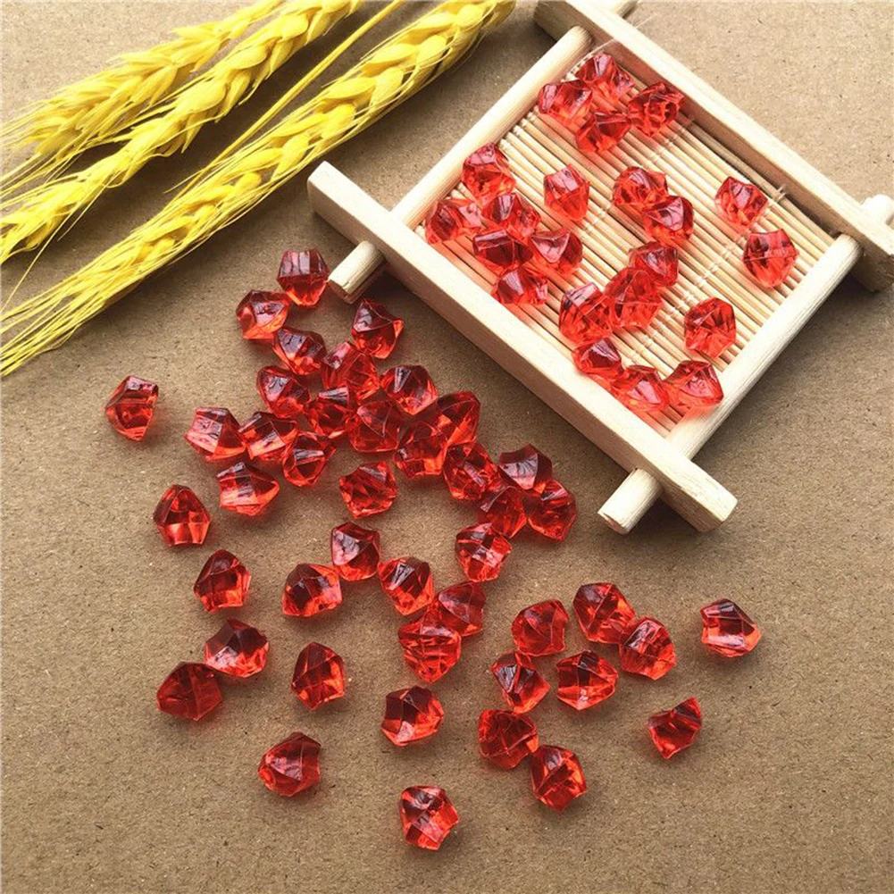 200PCS Plastic Gems Ice Grains Colorful Stones Children Jewels Acrylic Jewels Ice Counter Diamonds Toy Vase Fish Decor