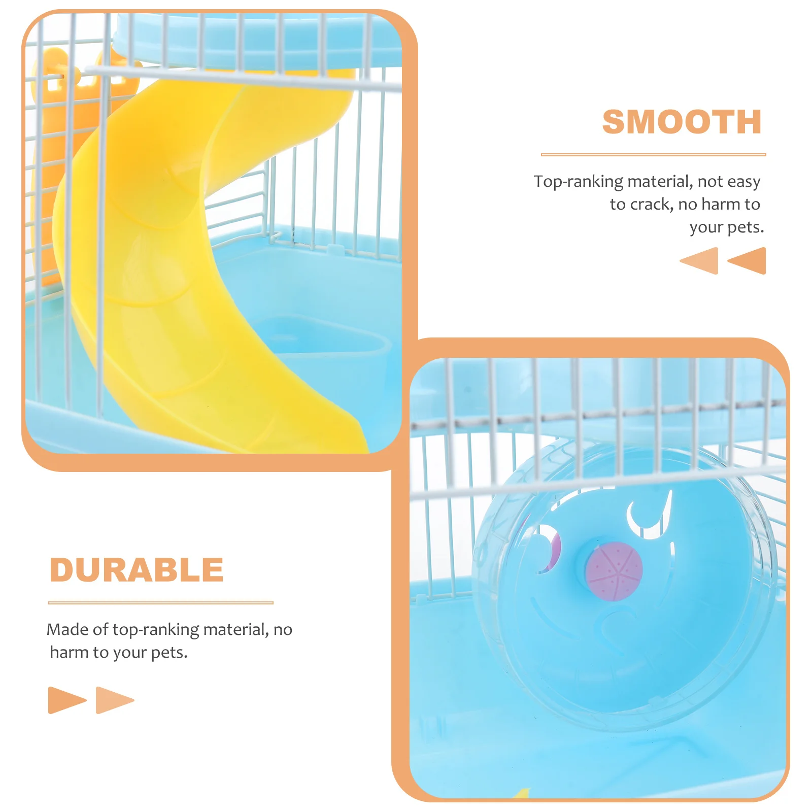 طبقة مزدوجة قفص الهامستر الضوء الأزرق المحمولة الحيوانات الأليفة الاكريليك Topranking المواد الشريحة تصميم تشغيل عجلة مانعة للتسرب المياه #6