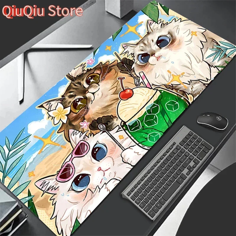Leather Mouse Pad Larger  900x450 Speed Mini Pc Computer Keyboard Pads Fairy Tale Cat Desk Mat Gaming Accessories Home Mousepad