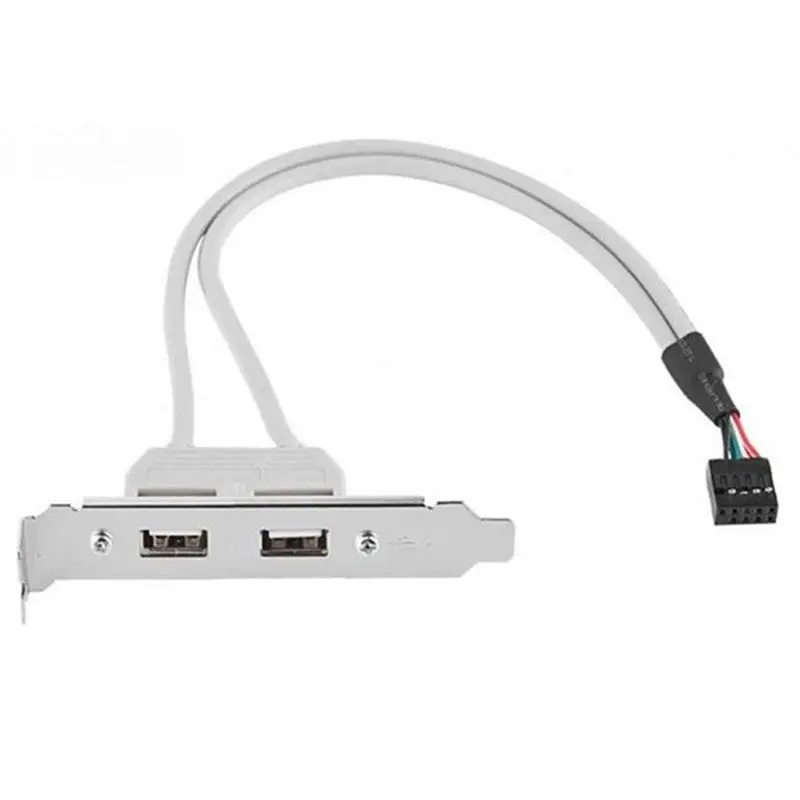 ABIK-USB 2.0 Female Back Panel Low Profile Connector 9Pin 30Cm Cable With PCI Bracket 8Cm Height For Motherboard Installation