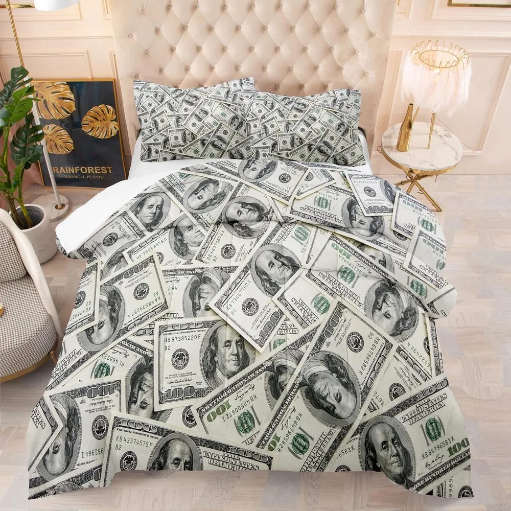 

Dollar Money Comforter Set for Boys Kids Ultra Soft Microfiber One Hundred Dollar Cash Money Bedding Sets