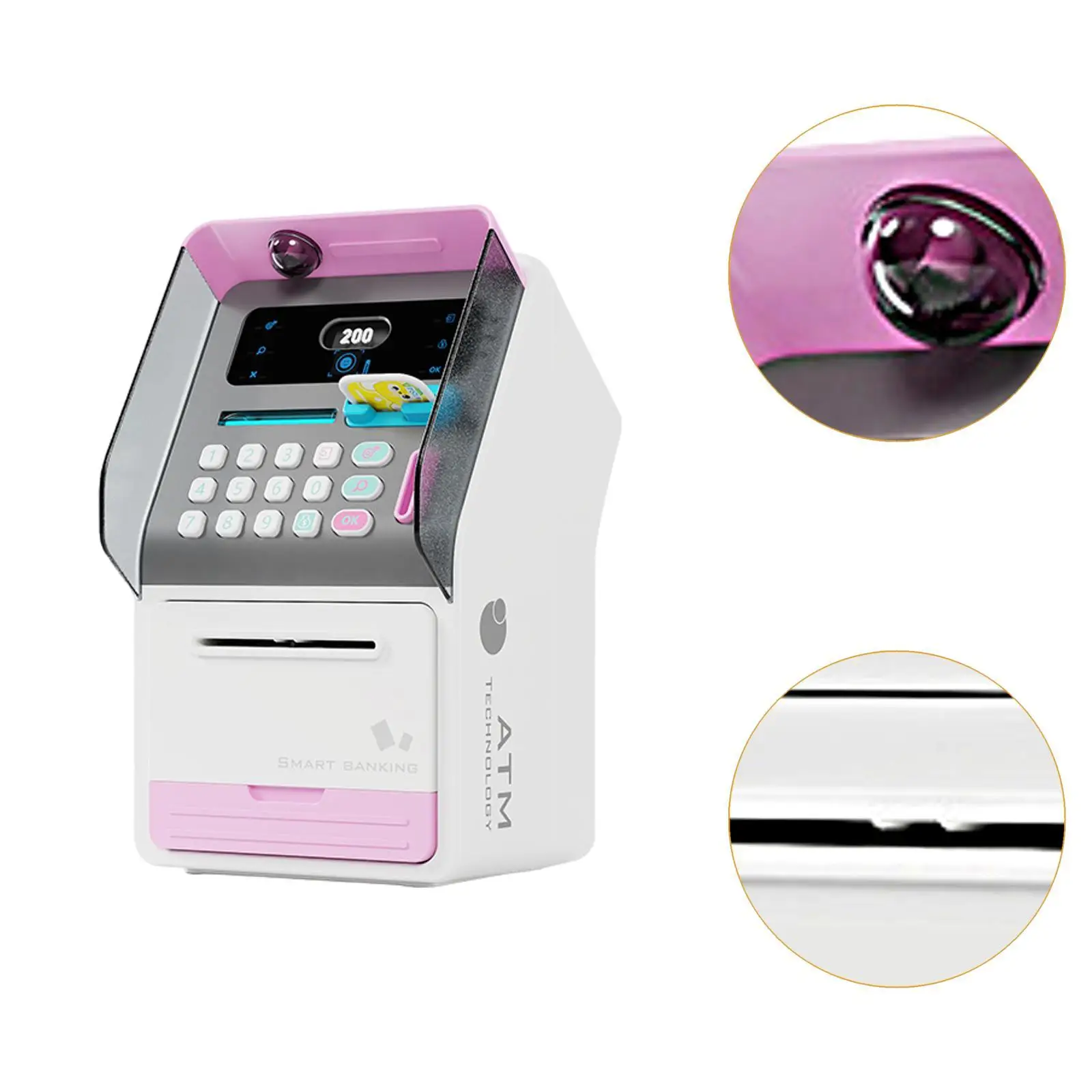 Banque de reconnaissance faciale de simulation de tirelire ATM, éducative avec visage