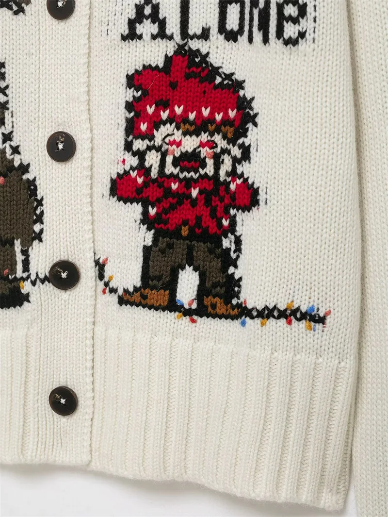 Christmas Women's Cardigan Sweater 2025 New Fashion Jacquard Knit Jacket for Women Casual Chic Christmas Gift Ladies Jacket