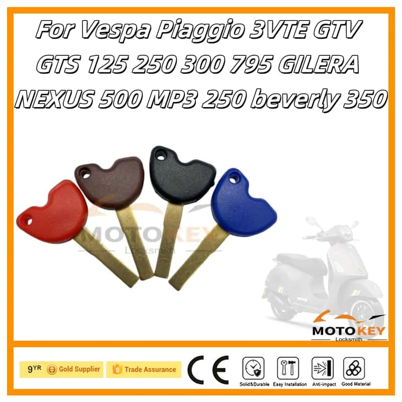 Motorcycle Keys For PIAGGIO For VESPA 3VTE 125 GTS GTV 250 300 Piaggio MP3 250 Beverly 350 Gilera 500 Detachable chip key