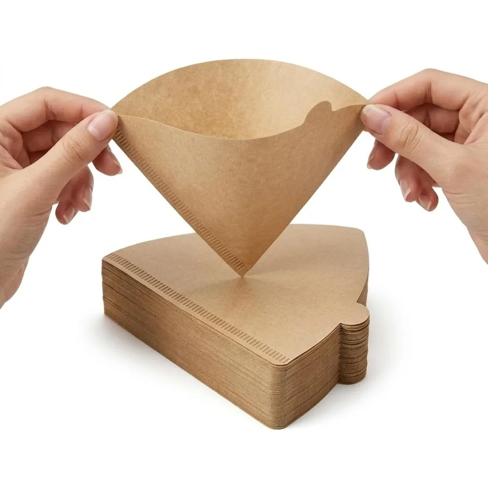 Cone Coffee Filters,100/200 Count 1-4 Cups Natural Disposable Drip Coffee Filter Paper Pour Over Coffee Maker,Brown