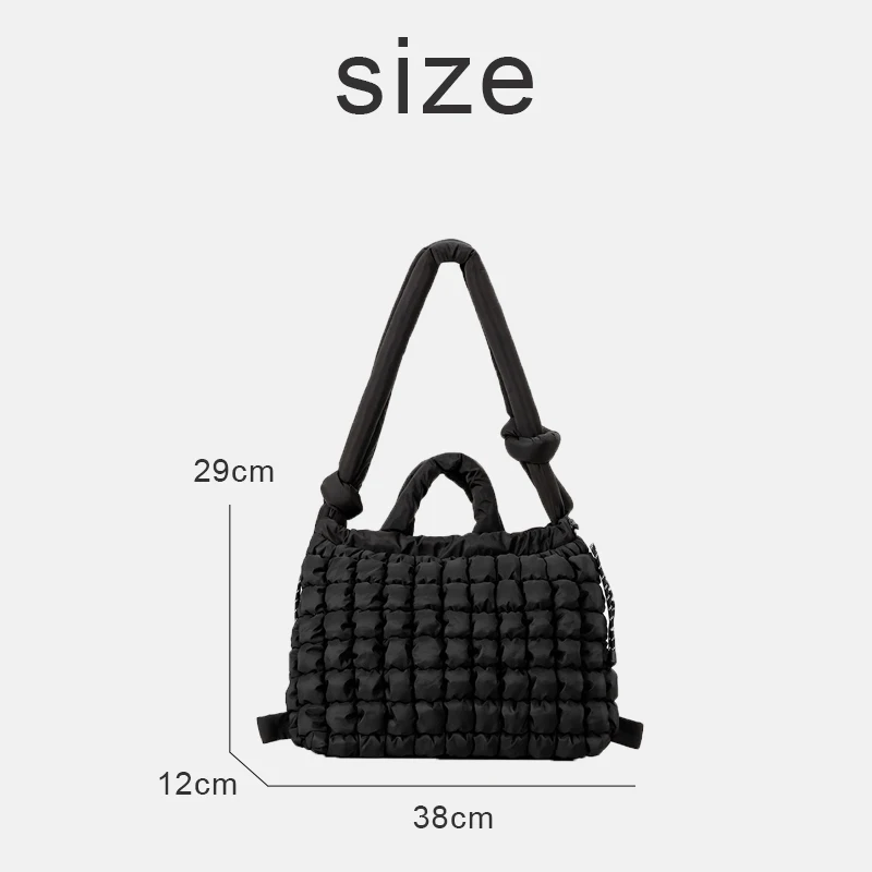 Casual Puffer Bags For Women Luxury Designer Handbag Purses 2024 New In Polyester Embroidery Rhombus Backpacks Underarm Shoulder