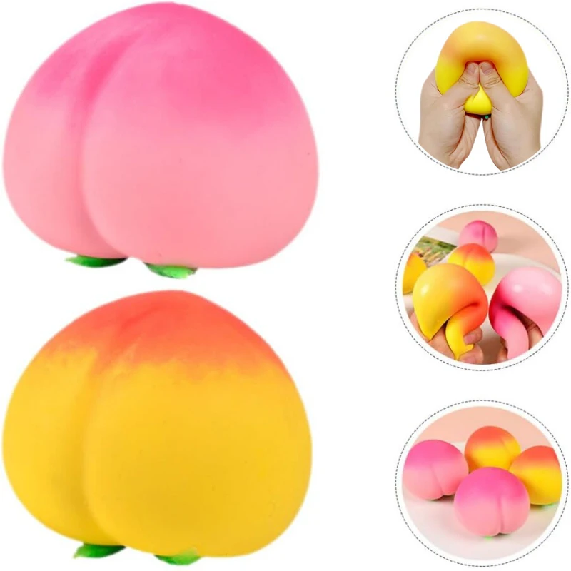 

Kawai Creative Yellow Pink Peach Squeeze Toy Kids Mini TPR Squishy Fidget Toys Children Soft Fruit Shape Decompression Toy