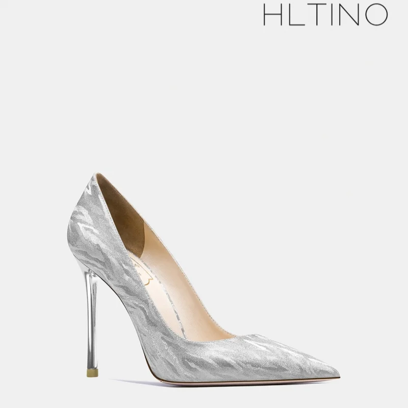Elegant Woman Heel Shoes Silver Pointed Toe Shallow Stiletto High Heels Fashion Party Prom Pumps Luxury Designer Women's Shoes