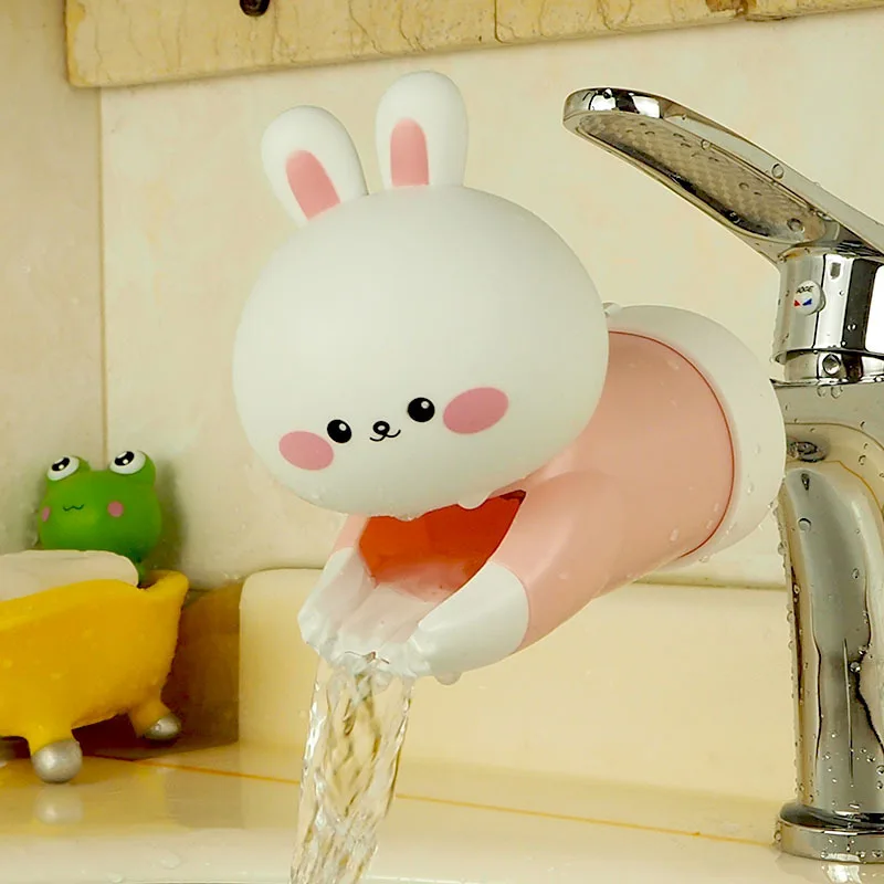 Upgraded Baby Silicone Faucet Extender Splash Proof Cartoon Design Child Hand Wash Auxiliary Bathroom Faucet Extension